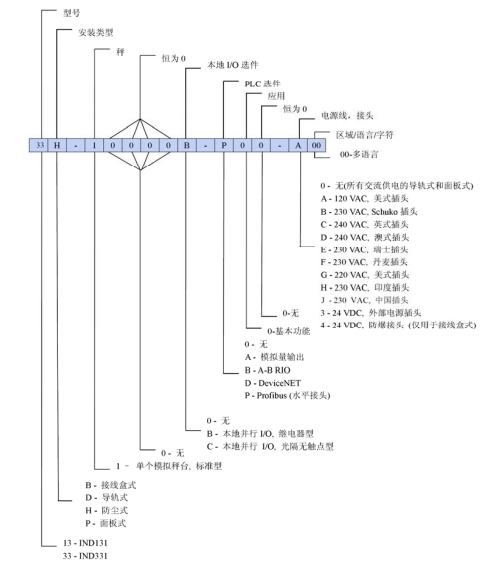 IND131系列稱重儀表型號(hào)定義圖