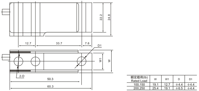 柯力MBB-250lb產(chǎn)品尺寸圖
